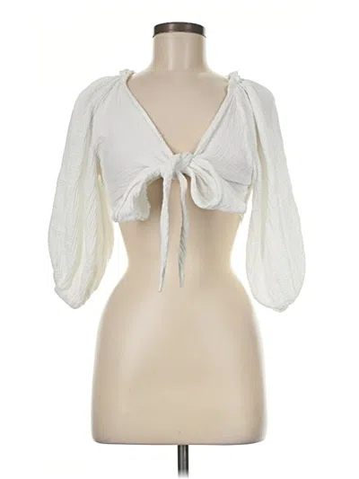 Pre-owned Olivaceous 3/4 Sleeve Blouse In Ivory