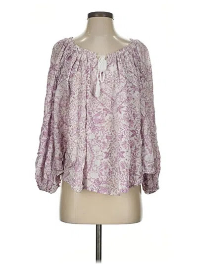 Pre-owned Olivaceous 3/4 Sleeve Blouse In Purple