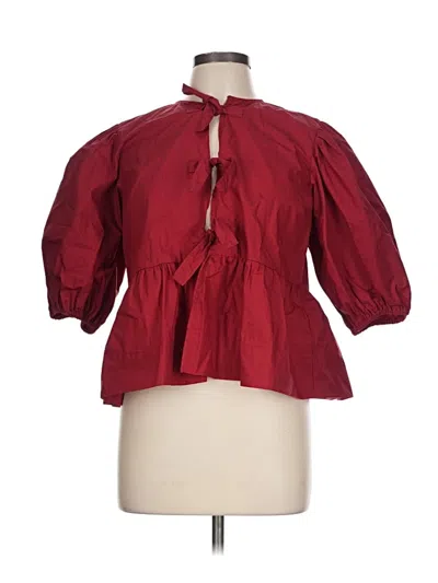 Pre-owned Olivaceous 3/4 Sleeve Blouse In Red