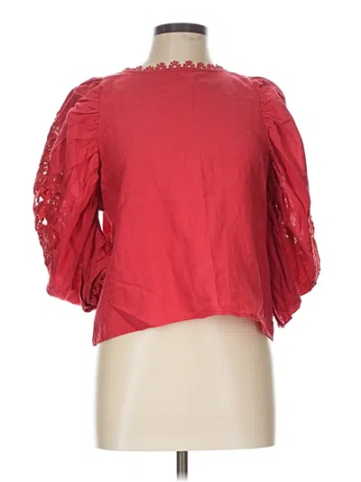 Pre-owned Olivaceous 3/4 Sleeve Blouse In Red