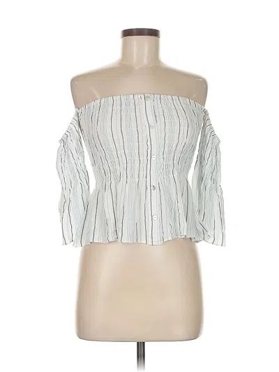 Pre-owned Olivaceous 3/4 Sleeve Blouse In White