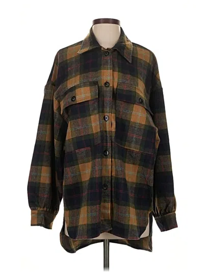 Pre-owned Olivaceous 3/4 Sleeve Button Down Shirt In Brown