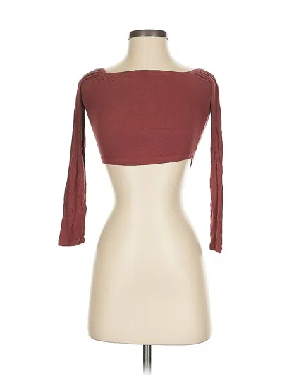 Pre-owned Olivaceous 3/4 Sleeve Top Burgundy Strapless Neckline Tops
