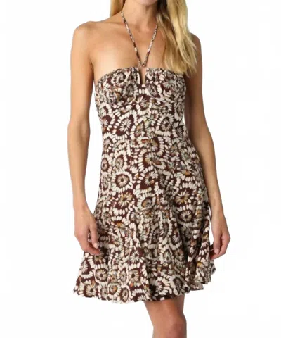 Olivaceous Adaline Halter Mini Dress In Brown Multi