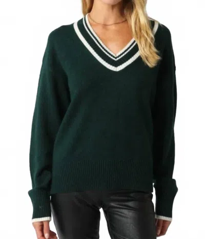 Olivaceous Aimee V-neck Sweater In Dark Green