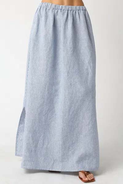 Olivaceous Aleah Linen Skirt In Denim In Gray