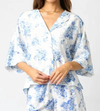 Olivaceous Alexis Top In Blue/white