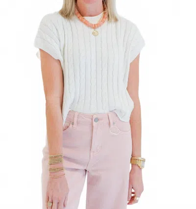 Olivaceous Aliana Short Sleeve Sweater Top In Cream In White