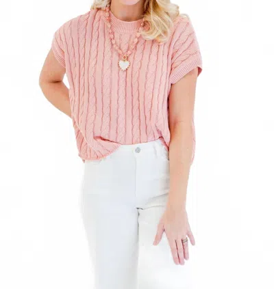 Olivaceous Aliana Short Sleeve Sweater Top In Salmon In Pink