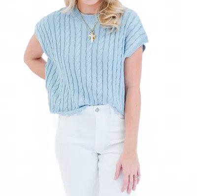 Olivaceous Aliana Sweater Short Sleeve Top In Chambray Blue