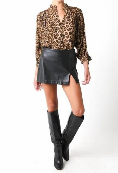 Olivaceous Alix Faux Leather Micro Mini Skirt In Black