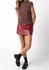 Olivaceous Alix Faux Leather Micro Mini Skirt In Scarlet In Red