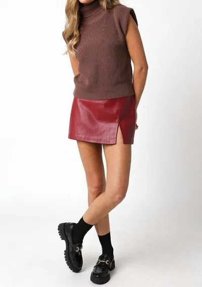 Olivaceous Alix Faux Leather Micro Mini Skirt In Scarlet In Red