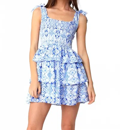 Olivaceous Amalfi Ruffled Dress In Blue