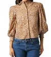 Olivaceous Amina Leopard Print Blouse In Brown In Brown
