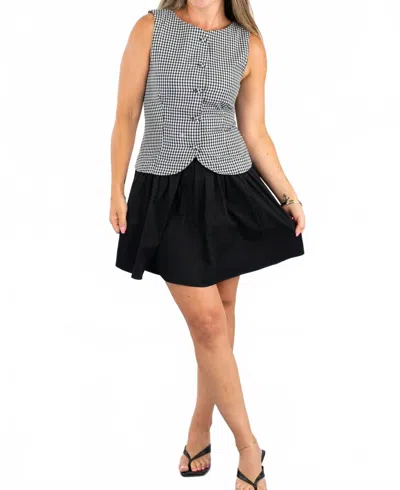 Olivaceous Angie Gingham Mini Dress In Black In Multi