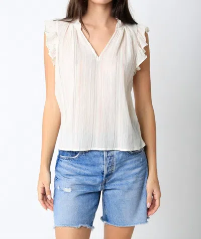 Olivaceous Angie Stripe Top In Neutral In Beige