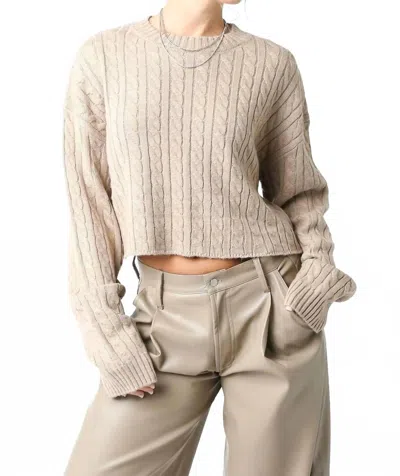 Olivaceous Annie Cable Knit Sweater In Taupe In Multi