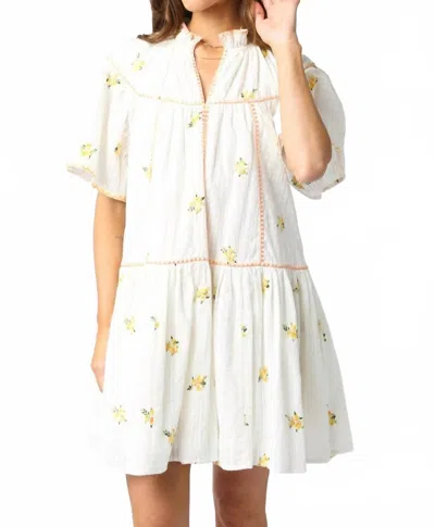 Olivaceous Arya Floral Mini Dress In White