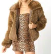 Olivaceous Audrey Faux Fur Jacket In Brown In Brown