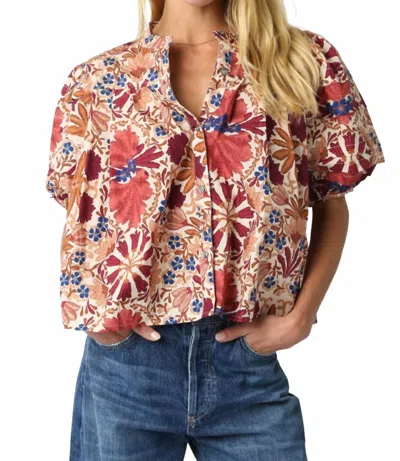 Olivaceous Autumn Hues Top In Multi In Blue