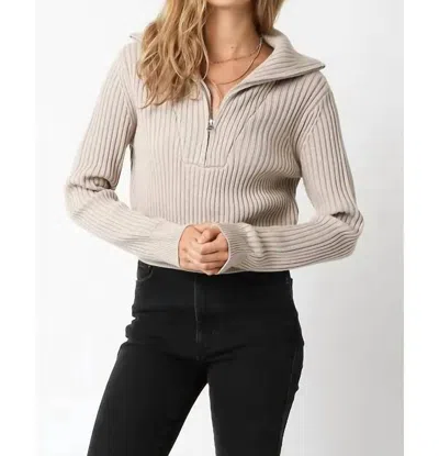Olivaceous Averie Sweater Top In Khaki In Neutral