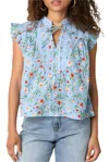 Olivaceous Aylen Floral Top In Sky Blue In Blue