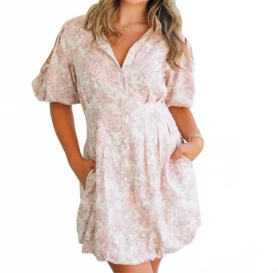 Olivaceous Bashful Bubble Hem Mini Dress In Beige In Pink