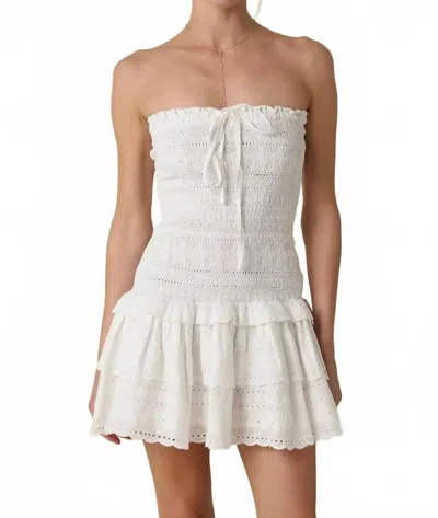 Olivaceous Bella Laced Strapless Mini Dress In White