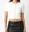 Olivaceous Bella Short Sleeve Knit Cardigan In Cream In White