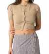 Olivaceous Bella Short Sleeve Knit Cardigan In Taupe In Gray