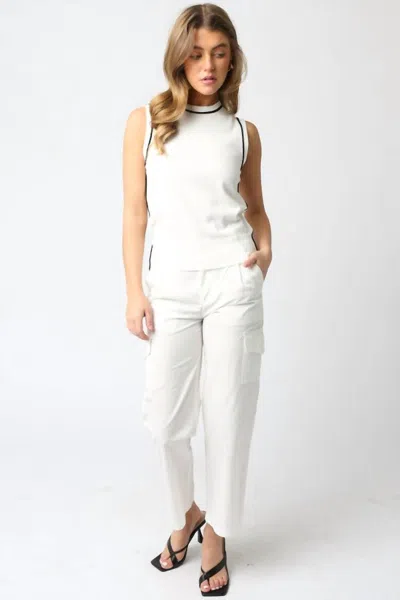 Olivaceous Bello Shell With Contrast Sweater In Off White/black Trim