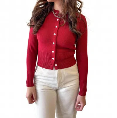 Olivaceous Berry Bright Cardigan In Crimson In Burgundy