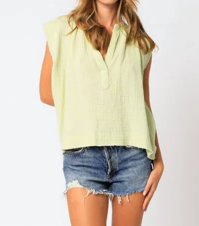 Olivaceous Best-loved Frayed Muscle Gauze Tank In Baby Lime In Green