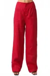Olivaceous Blair Linen Pant In Red In Red