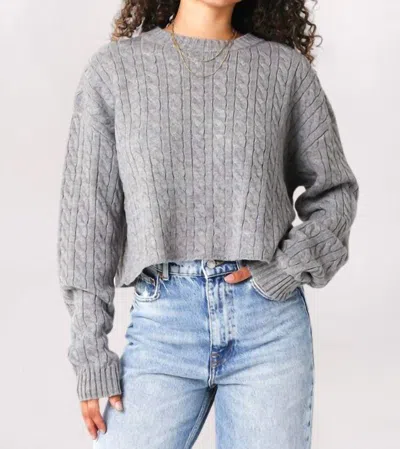Olivaceous Boxy Cable Sweater In Heather Grey In Gray