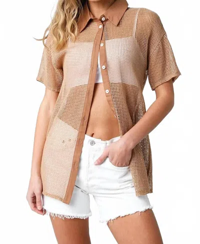 Olivaceous Brielle Short Sleeves Top In Beige In Brown