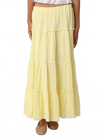 Olivaceous Brooke Tiered Maxi Skirt In Butter Yellow