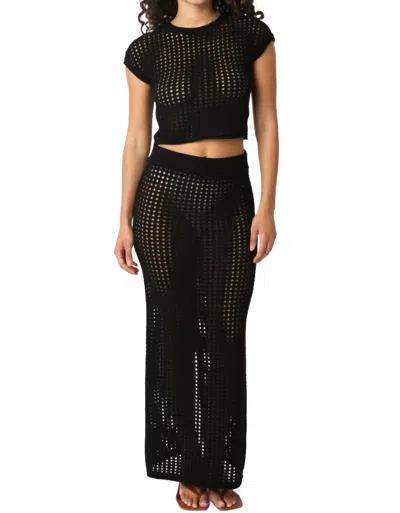 Olivaceous Cabo Nights Knit Top And Bottom Set In Black