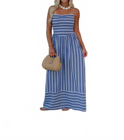 Olivaceous Camila Striped Maxi Dress In Blue/white