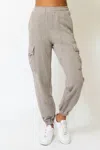Olivaceous Cargo Joggers In Mushroom In Neutral