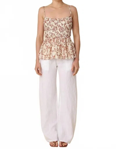 Olivaceous Carina Linen Pant In White In Multi