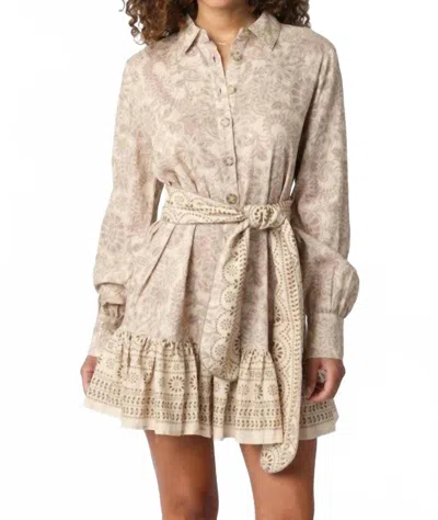 Olivaceous Carly Ruffled Dress In Brown In Neutral