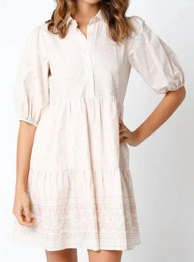 Olivaceous Carol Puff Sleeve Dress In Natural In White
