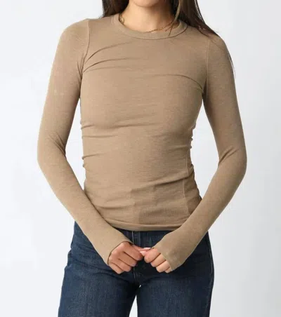Olivaceous Cassie Long Sleeve Ribbed Top In Desert In Brown