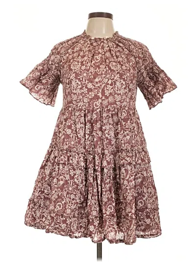 Pre-owned Olivaceous Casual Dress In Burgundy