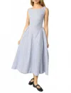 Olivaceous Charlotte Stripe Midi Dress In Denim In Blue