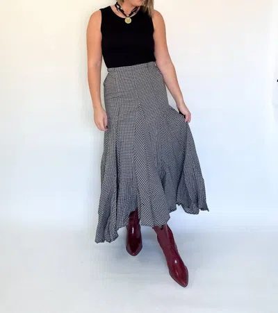 Olivaceous Check Mate Maxi Skirt In Black Taupe