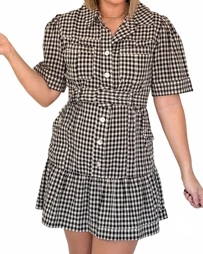 Olivaceous Check Yes Mini Dress In Black Taupe