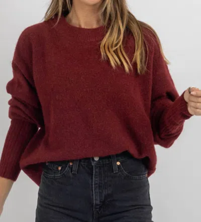 Olivaceous Clara Sweater In Burgundy In White